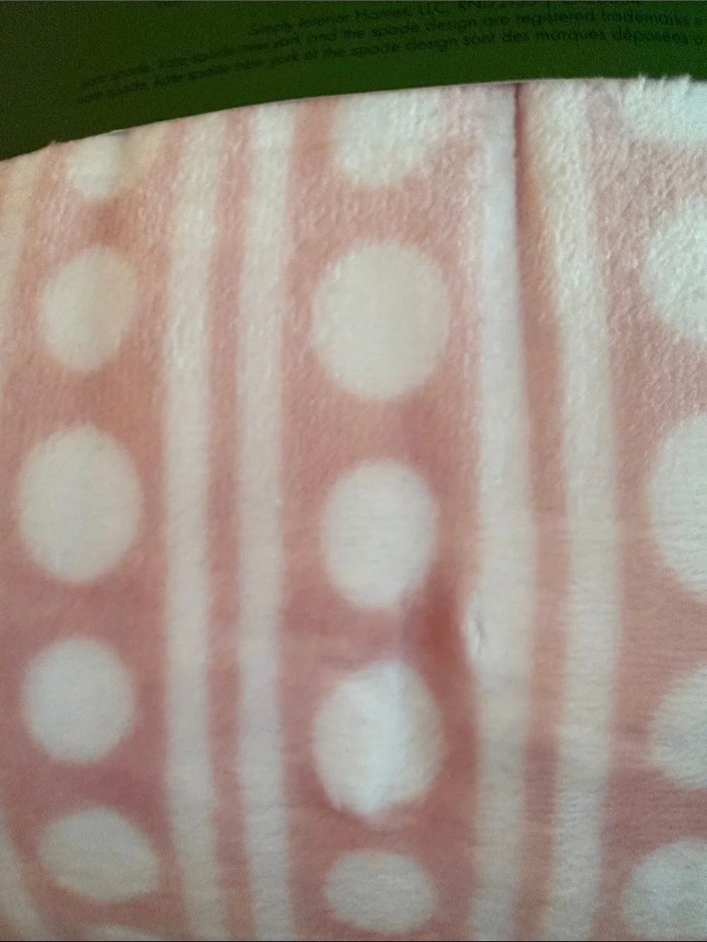kate spade New York Pink and White Polka Stripe Plush Blanket